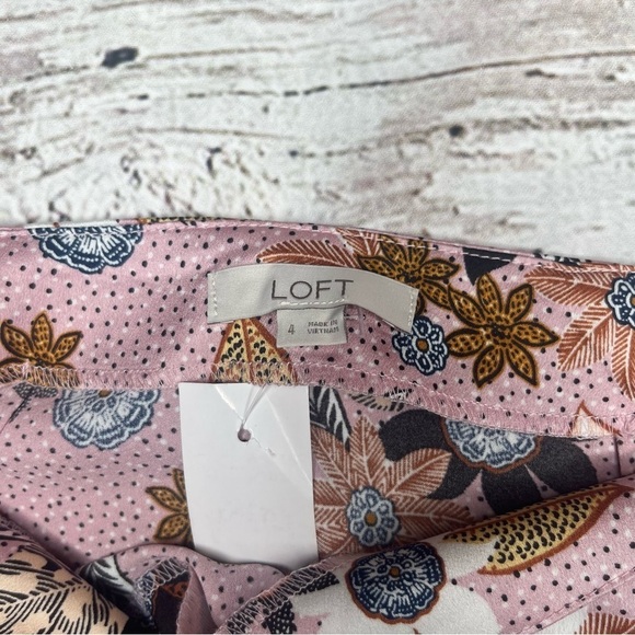 NWT Loft Pink Floral Print Fluted Midi Skirt Size 4 - Picture 4 of 12